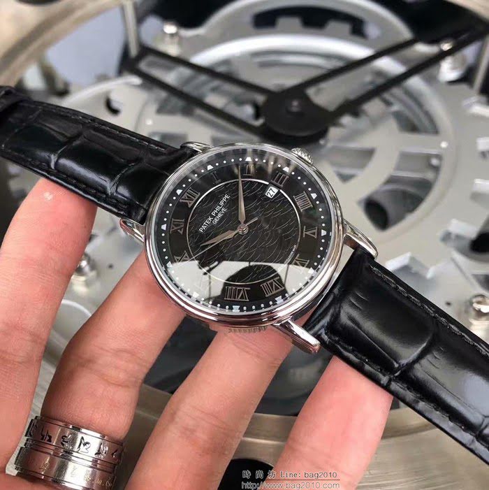 百達翡麗PATEK PHILPPE 大氣爆款 西鐵城機械機芯 真牛皮錶帶 精品男士腕表  wssb4952